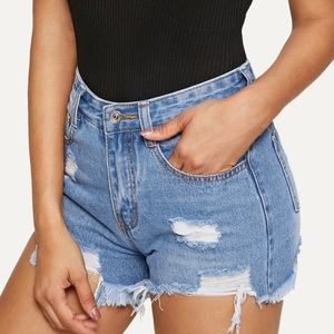 Distressed Denim Shorts